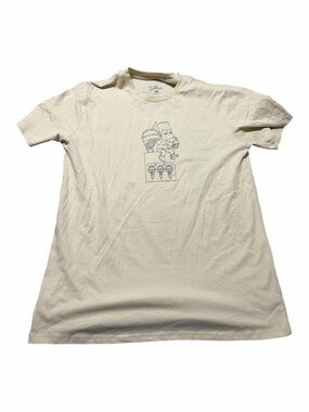 The Simpsons Bart Drinking Squishee 2-Sided Embroidered Cream Size Large Humor